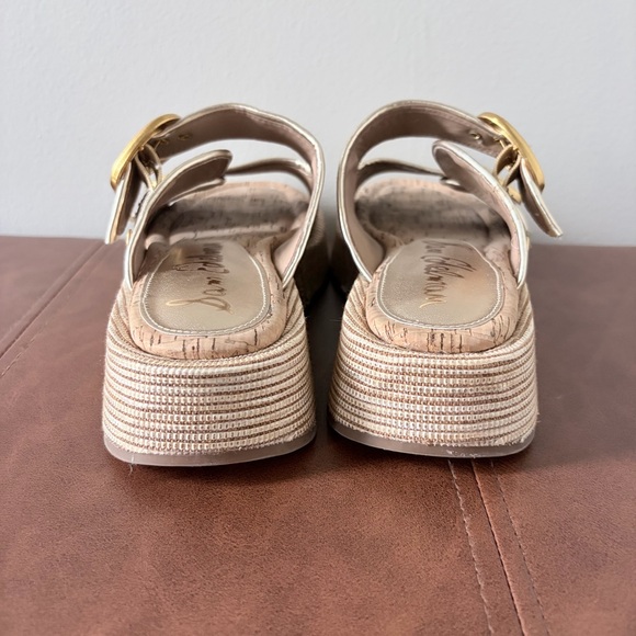 Sam Edelman Nerissa Sunny Gold Raffia Platform Slide Sandal Size 8 - Picture 4 of 7